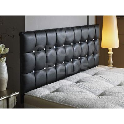 CUBED FAUX LEATHER DIAMANTE HEADBOARD-BLACK-20 INCHES-3FT SINGLE