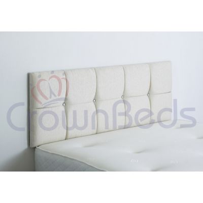 CLUJ CHENILLE HEADBOARD 4FT6 DOUBLE IVORY 20'' PLAIN BUTTONS