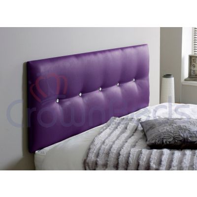 IZZABELLA FAUX LEATHER HEADBOARD ALL SIZES, COLOURS & CHOICE OF BUTTONS-DIAMANTE-PURPLE-6FT SUPER KINGSIZE