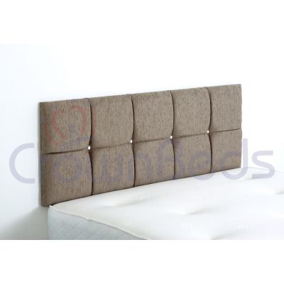 CLUJ CHENILLE HEADBOARD 4FT SMALL DOUBLE SAND 20'' PLAIN BUTTONS